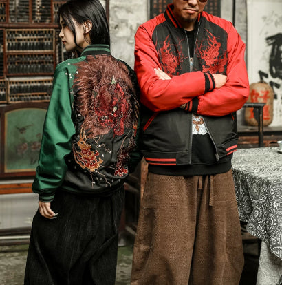 Heavy-duty Embroidered Mens Yokosuka Reversible Jacket