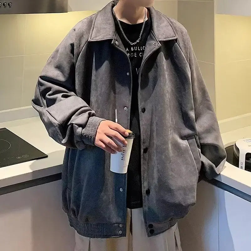 Mens Loose-Fit Embroidered Jacket Coat Dropshipman