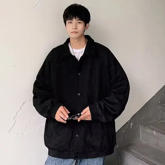 Mens Loose-Fit Embroidered Jacket Coat Dropshipman