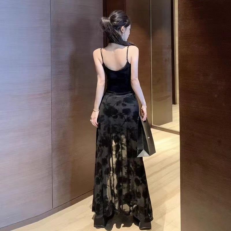 French Style Black Lace Slip Dress Dropshipman